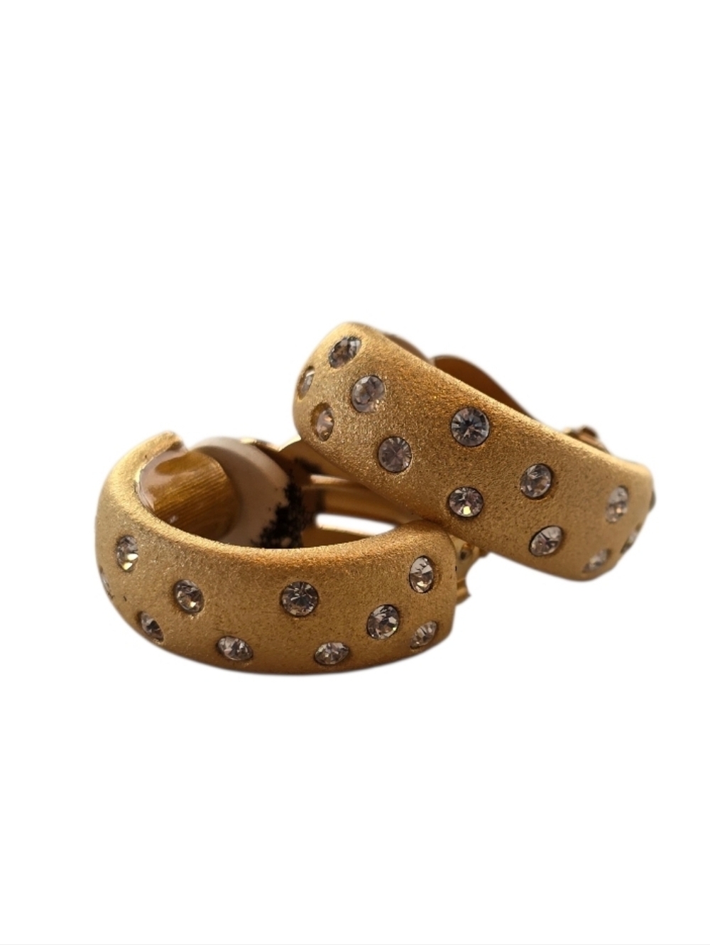 Swarovski Crystal Brushed Gold Limited Edition Clip On Huggie Earrings